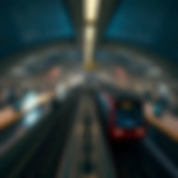 Panoramic view of the metro station connecting Abu Dhabi and Dubai