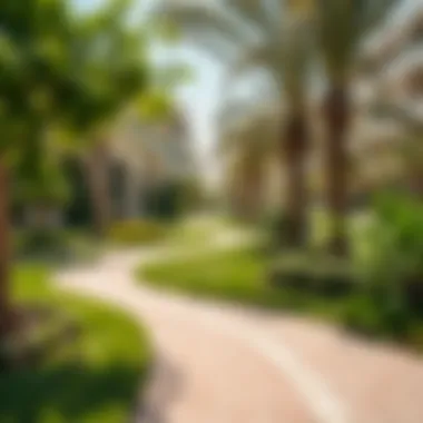Lush green park area adjacent to Al Mamzar Beach