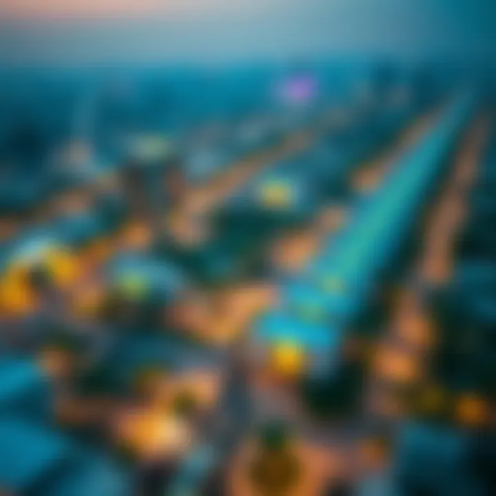 Aerial view of Dubai's urban landscape highlighting integrated EV infrastructure