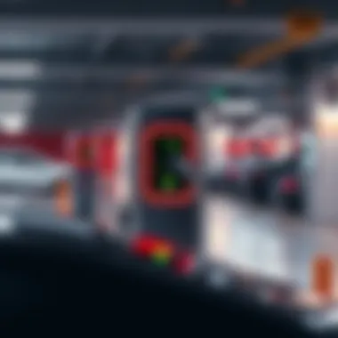 Close-up of a smart charging station for electric vehicles in a modern parking area