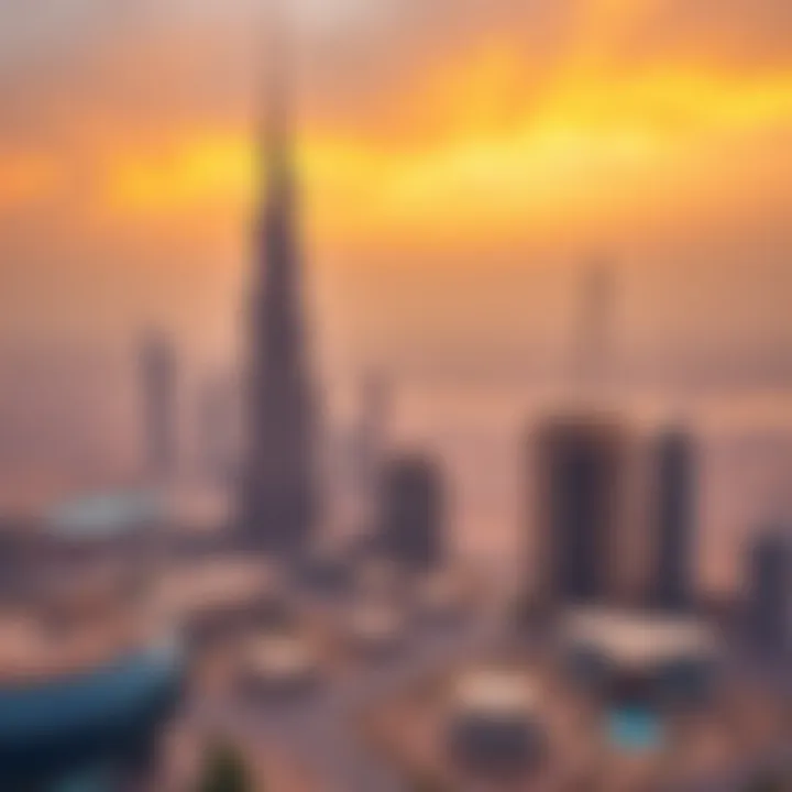 Burj Binghatti Aerial View Aerial view showcasing the Burj Binghatti against Dubai's skyline