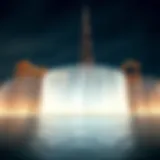 Captivating view of the Burj Khalifa fountains in motion