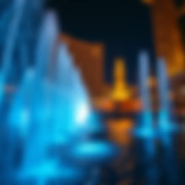The Artistry of Design: Jets and Lights Detailed close-up of fountain jets and LED lights