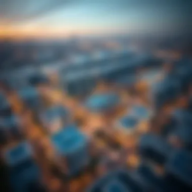 Aerial View of Business Village Aerial view of Business Village Dubai showcasing its modern architecture