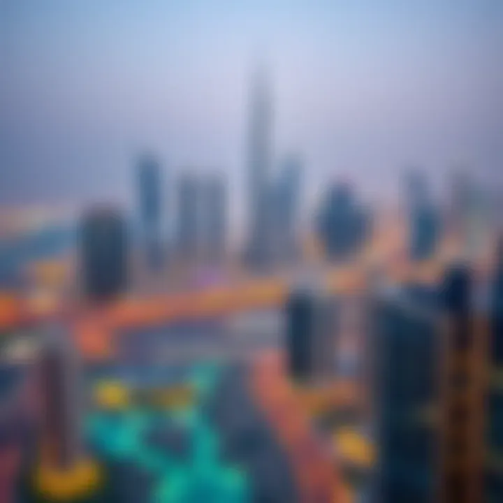 Aerial view of iconic Dubai skyline with modern architecture