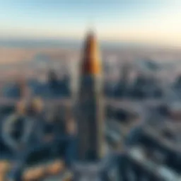 Stunning aerial view of Champion Tower amidst Dubai's skyline