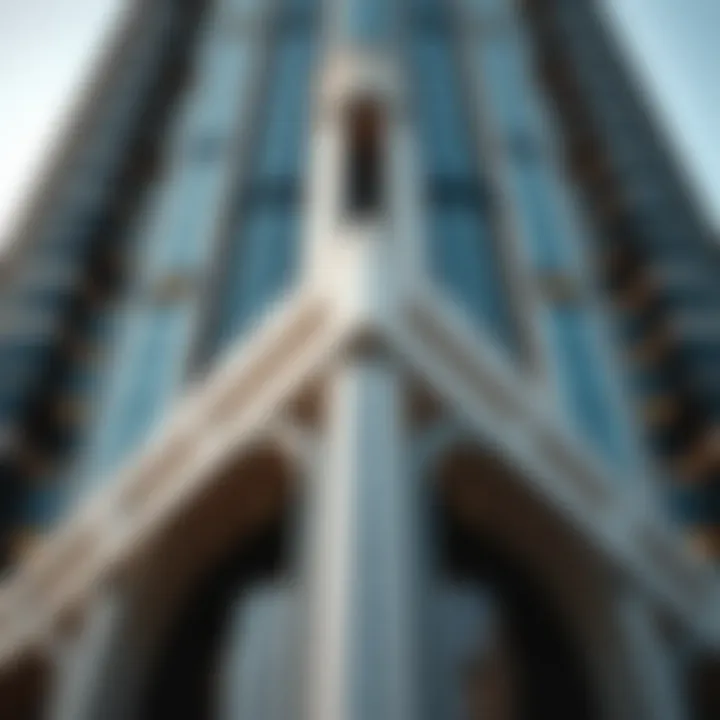 Close-up of the architectural details of Champion Tower