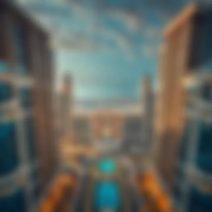 An aerial view showcasing the grandeur of Dubai's city gate buildings