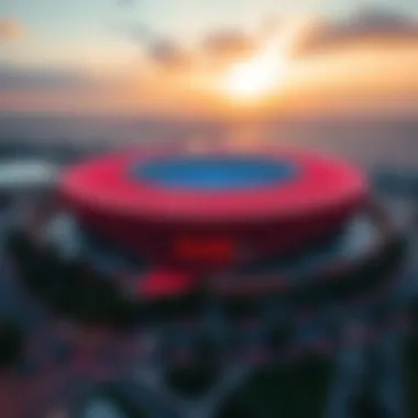 Coca-Cola Arena Aerial Perspective Aerial view highlighting the strategic location of Coca-Cola Arena in Dubai