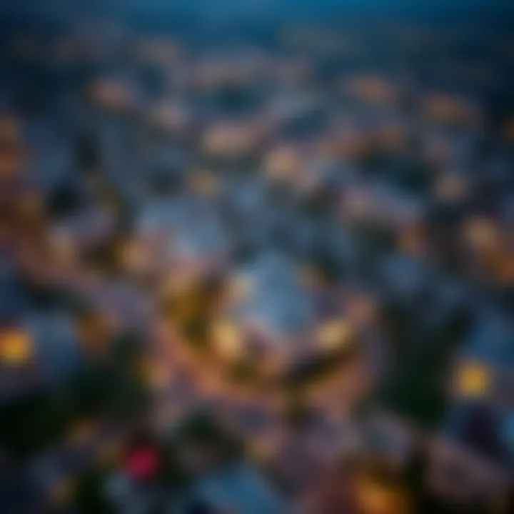 Aerial view of a prime neighborhood in Dubai with villa developments