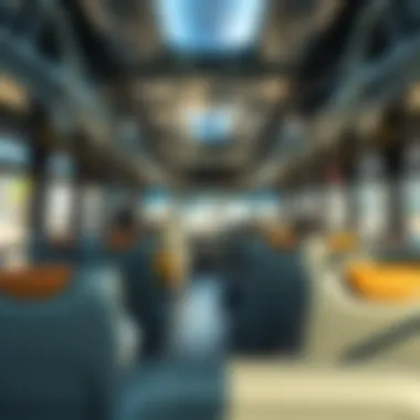 Interior view of a Dubai bus showcasing passenger amenities