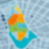 Map of Dubai bus zones showing geographical distribution