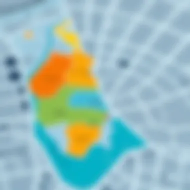 Map of Dubai bus zones showing geographical distribution