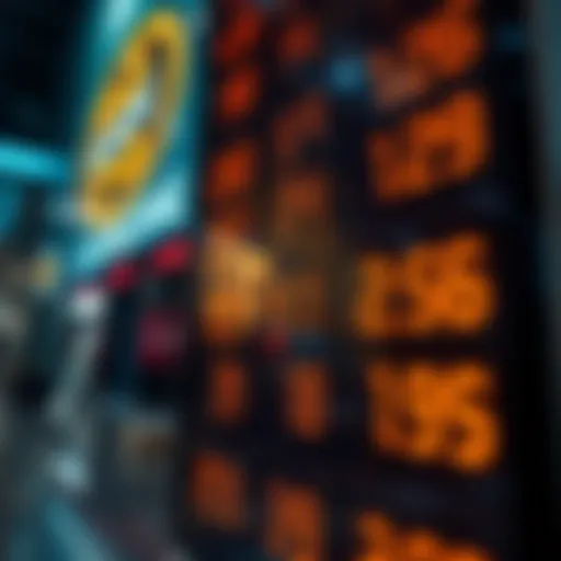 Currency exchange rates displayed on a digital board