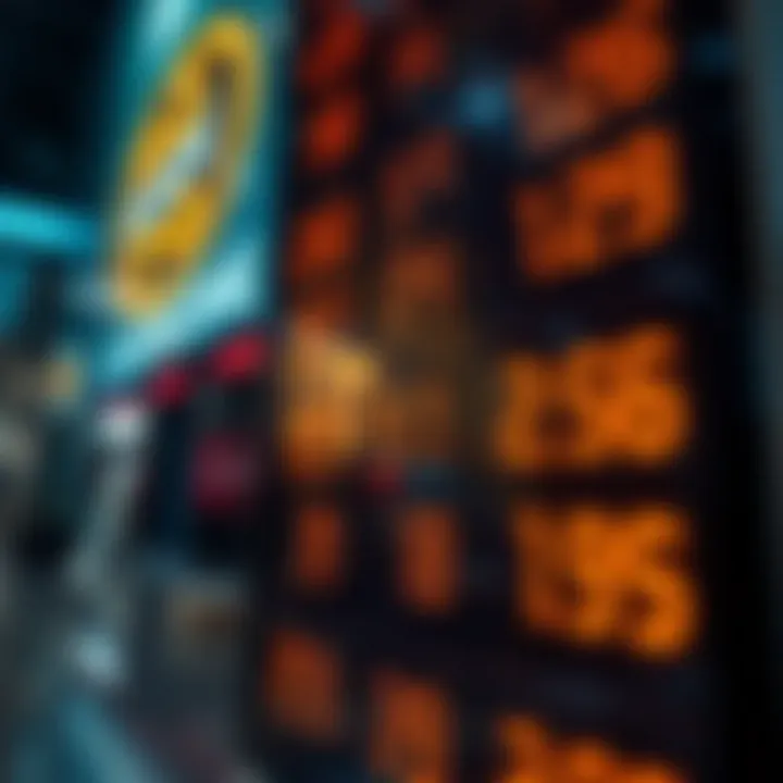 Dynamic Currency Exchange Rates Currency exchange rates displayed on a digital board