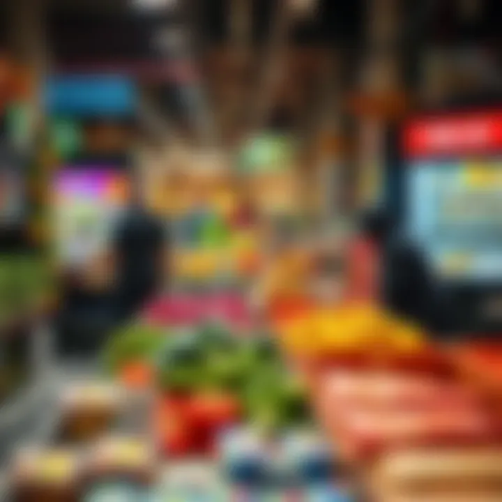 Diverse food market illustrating local prices