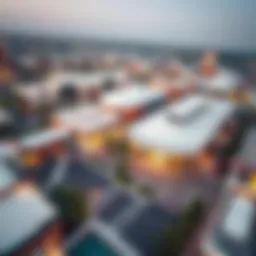 Aerial view of Deal Outlet Village showcasing its modern architecture