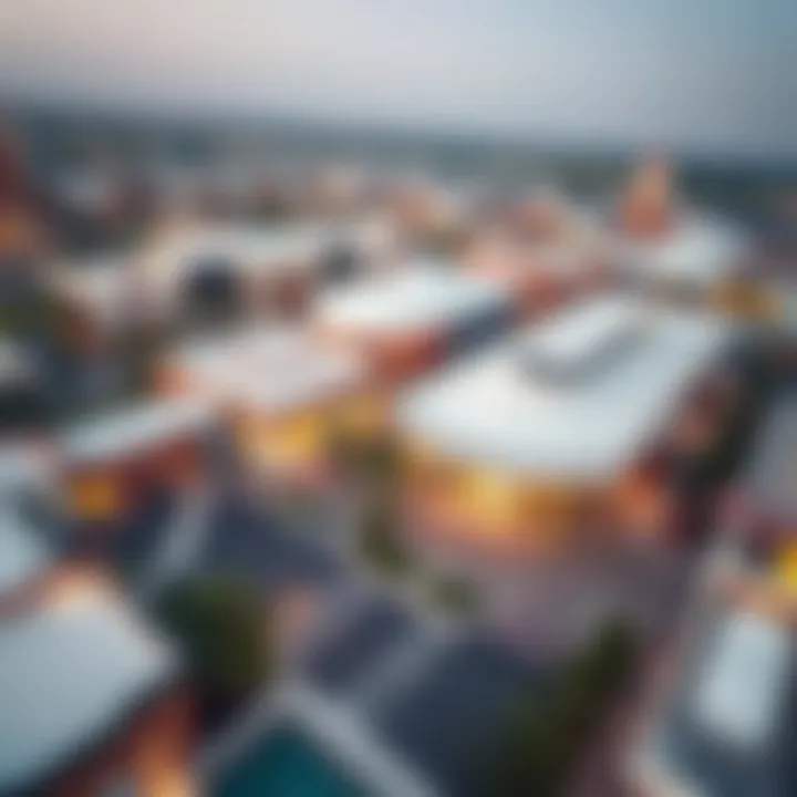 Aerial view of Deal Outlet Village showcasing its modern architecture