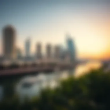 Modern Dubai Against a Historical Backdrop Contemporary skyline of Dubai juxtaposed with ancient trade routes