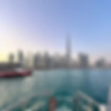 Beautiful view of Dubai skyline from ferry
