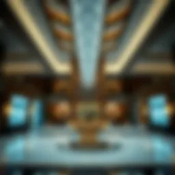 Luxurious lobby featuring unique architectural design elements
