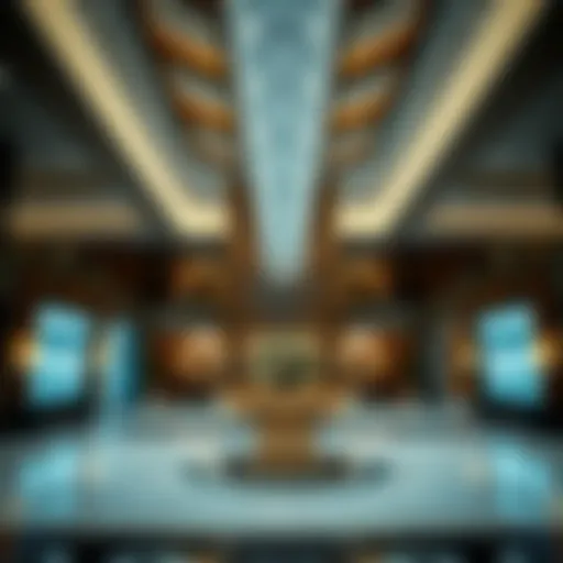Luxurious lobby featuring unique architectural design elements