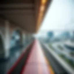 Aerial view of the Red Line of Dubai Metro showcasing its modern design