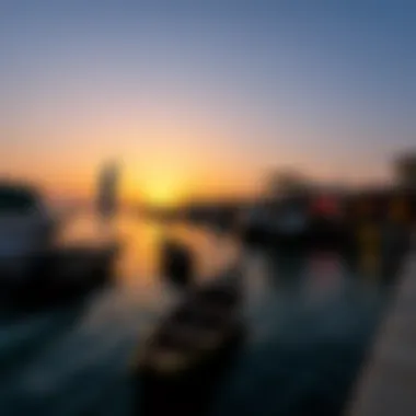 Beautiful Sunset Over Dubai Creek Beautiful sunset over Dubai Creek adjacent to Al Seef Market