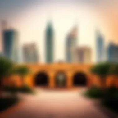 Al Shindagha Museum Against Dubai's Modern Skyline Outdoor view of Al Shindagha Museum against the Dubai skyline