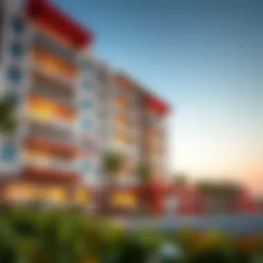 Exterior view of a new apartment complex in Nad Al Hamar