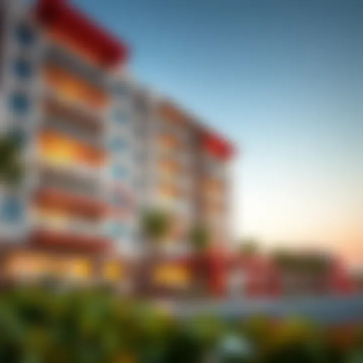 Exterior view of a new apartment complex in Nad Al Hamar