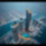 Aerial view of Business Bay showcasing B2B towers