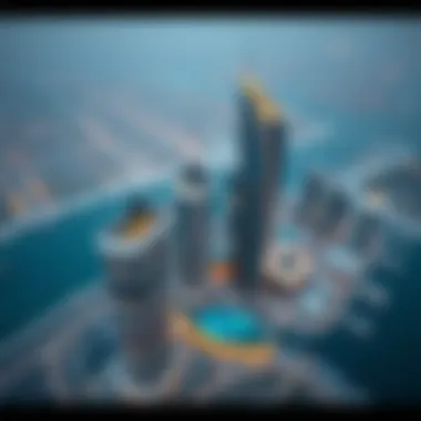 Aerial view of Business Bay showcasing B2B towers