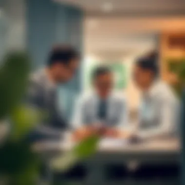 Business professionals collaborating in an office