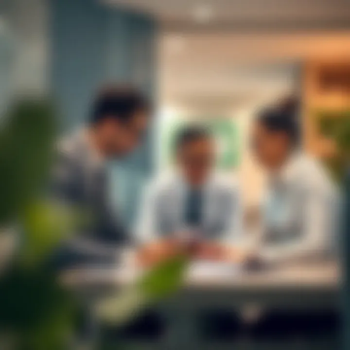 Business professionals collaborating in an office