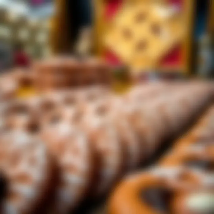A vibrant selection of Maamoul cookies, intricately designed and filled with dates and nuts.