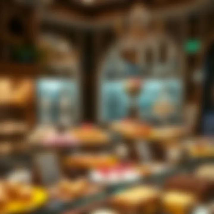 An elegant display of Arabic desserts in a charming shop, highlighting the artistry of sweet-making.