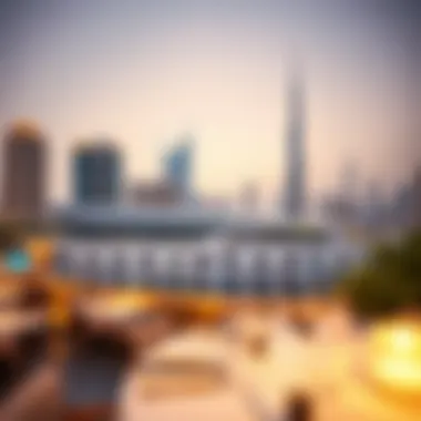 A panoramic view of Dubai's skyline featuring upscale dining establishments