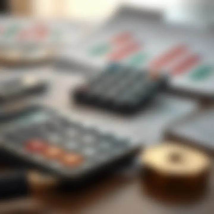 Calculator and financial documents for investment analysis