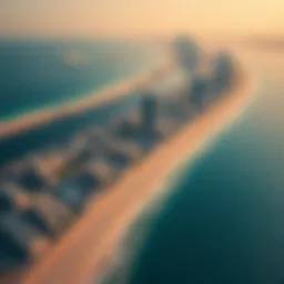 Aerial view of Deira Dubai Island Beach showcasing its stunning shoreline
