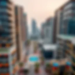 Aerial view of DIFC Village showcasing modern architecture