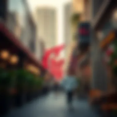 Vibrant Street Scene in DIFC Village Vibrant street scene in DIFC Village with cafes and shops