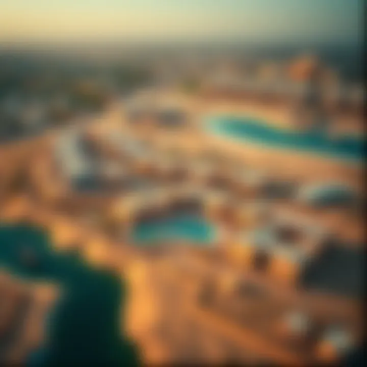 Aerial view highlighting the strategic location of Dubai Dunes properties