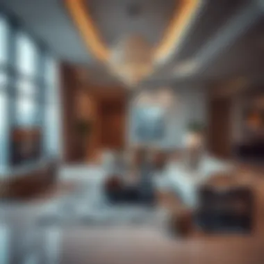 Luxurious interiors of a Dubai Wharf apartment showcasing modern design elements