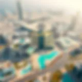 Aerial view of Expo Dubai City showcasing its innovative architecture