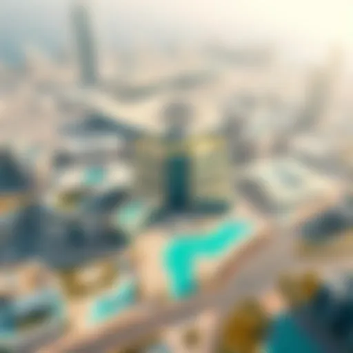 Aerial view of Expo Dubai City showcasing its innovative architecture
