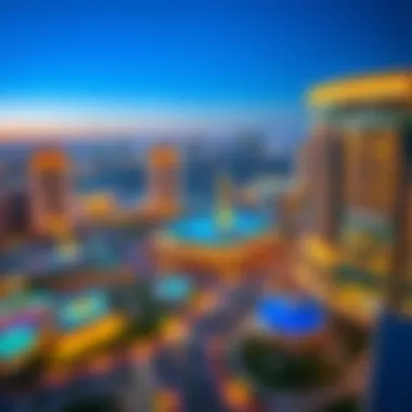 Panoramic view of Festival City Dubai showcasing residential towers and commercial spaces