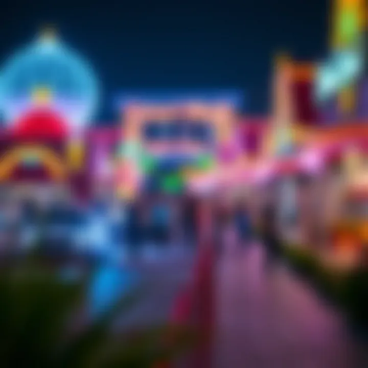 Vibrant Nightlife at Global Village Night view of the Global Village lit up with vibrant colors