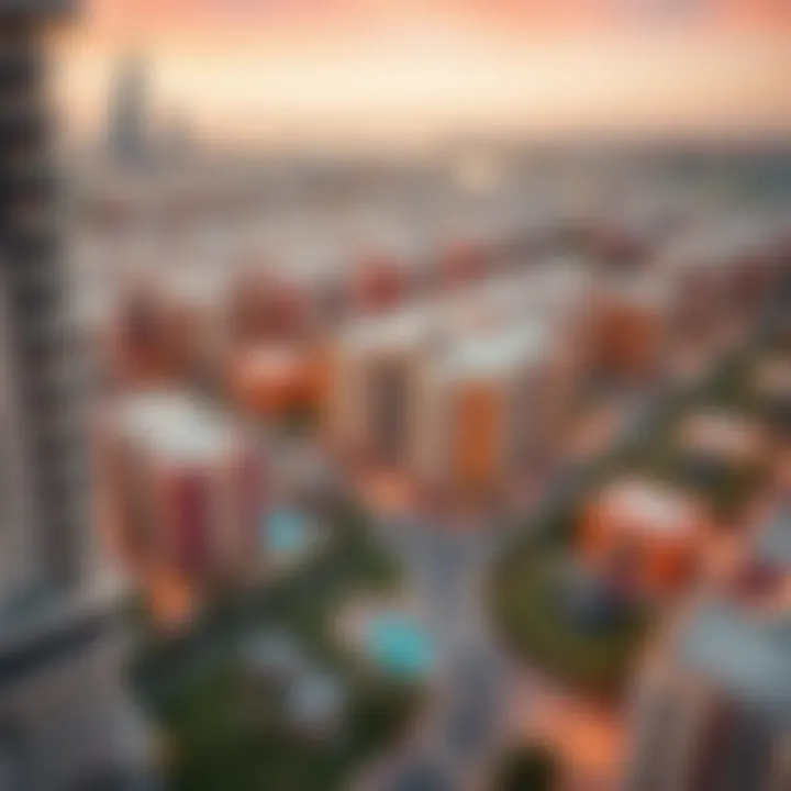 Aerial view of a vibrant real estate development in Dubai