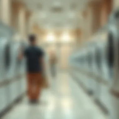 Residents enjoying laundry services in a vibrant community